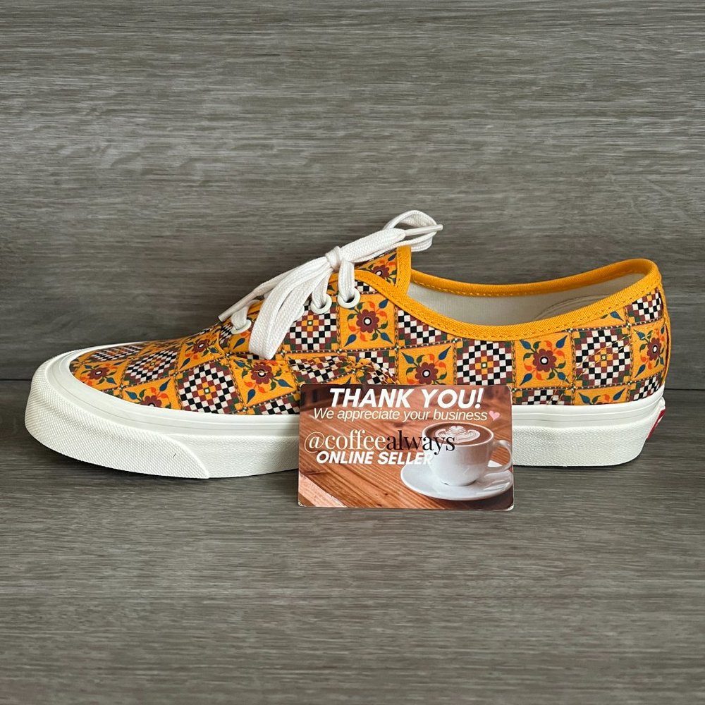 Vans Authentic 44 Dx Anaheim Factory Tile Check Yellow Size 10.5 Men's NWOB - Picture 4 of 8